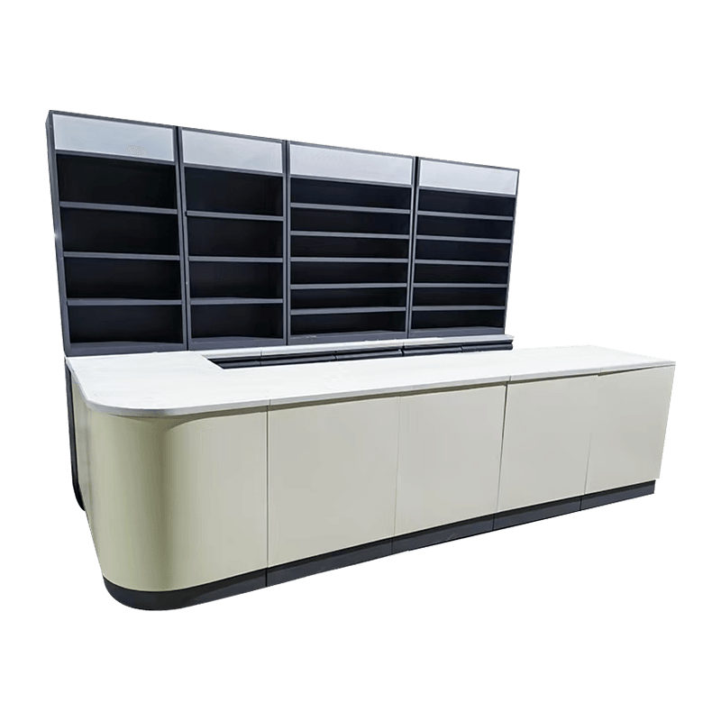 Balcões de exibição de check-out para lojas de conveniência com armazenamento de alta capacidade