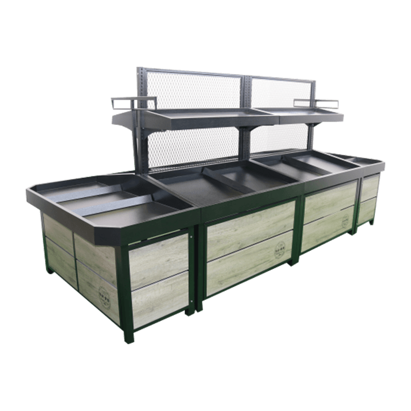 Rack de frutas e vegetais com exibição de alta visibilidade