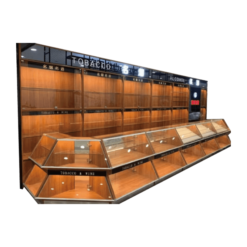 Elegante armário panorâmico para tabaco e vinho